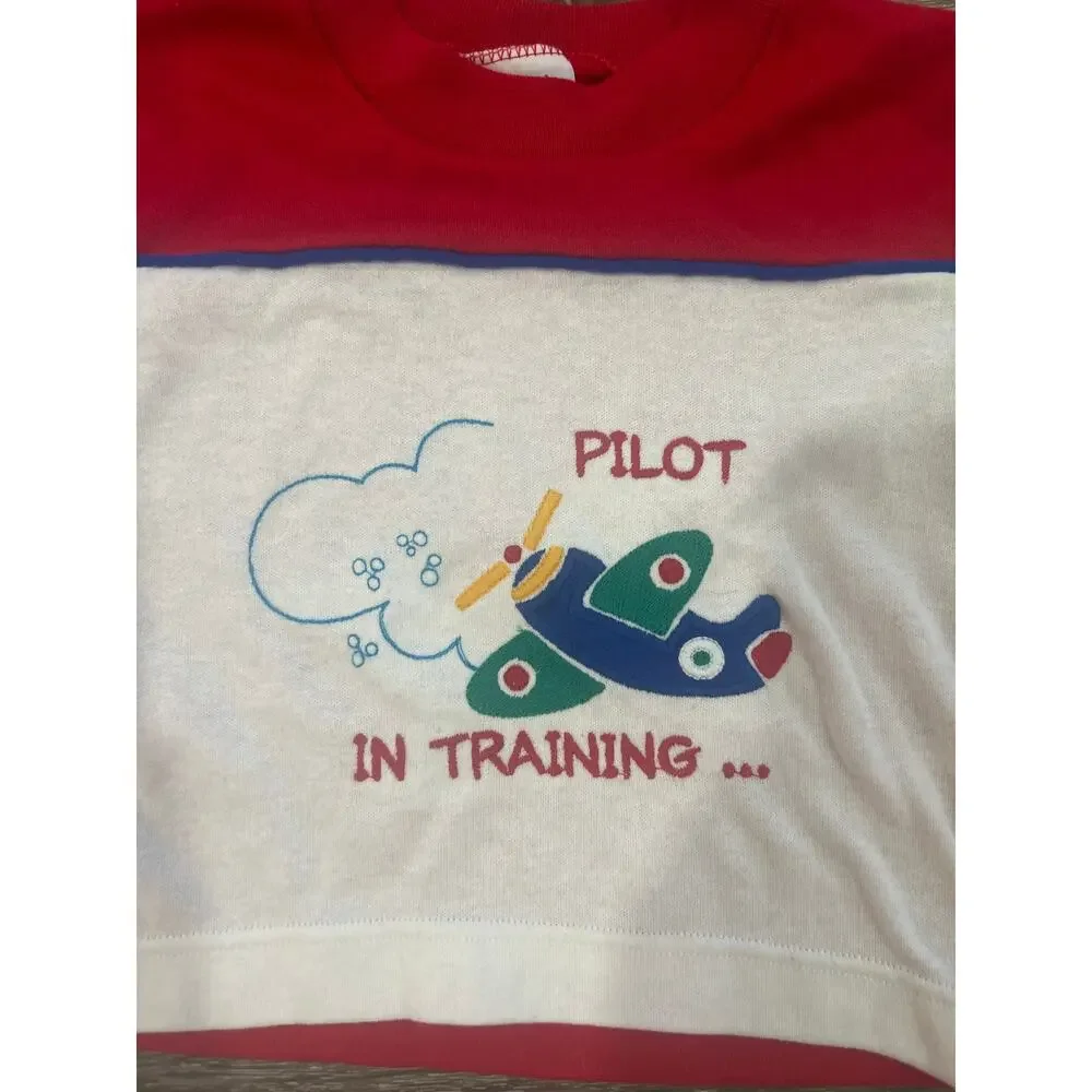 Vintage NWT Carter's Pilot In Training Shirt 12M Made in USA Colorblock 80s 90s